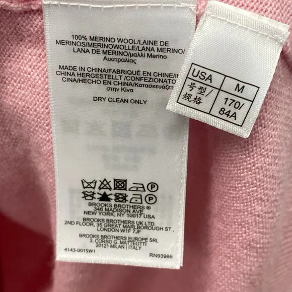 Brooks Brothers Red Fleece Merino Wool Women's M Pink Cardigan V Neck Sweater