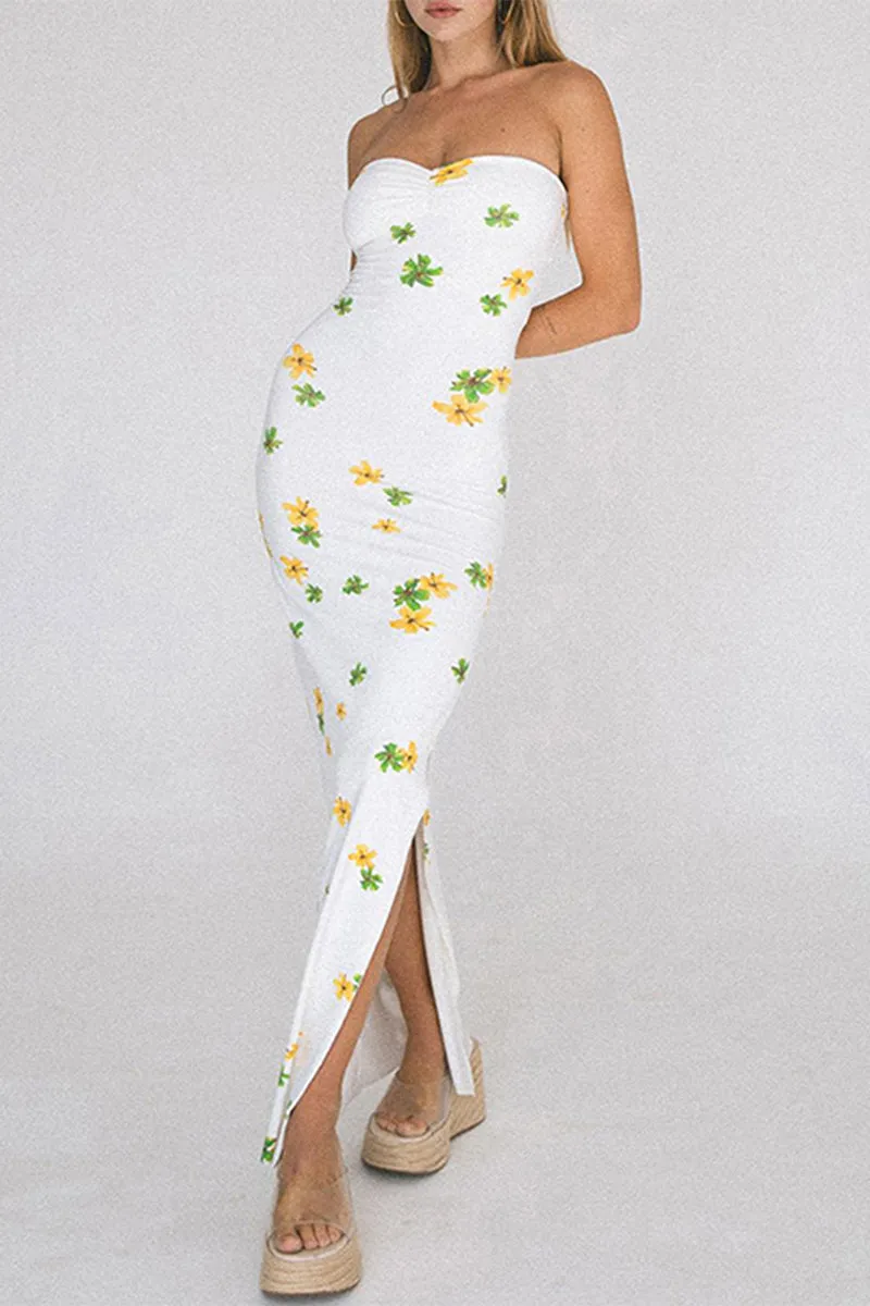 BS3176 Floral Long Tube Dress