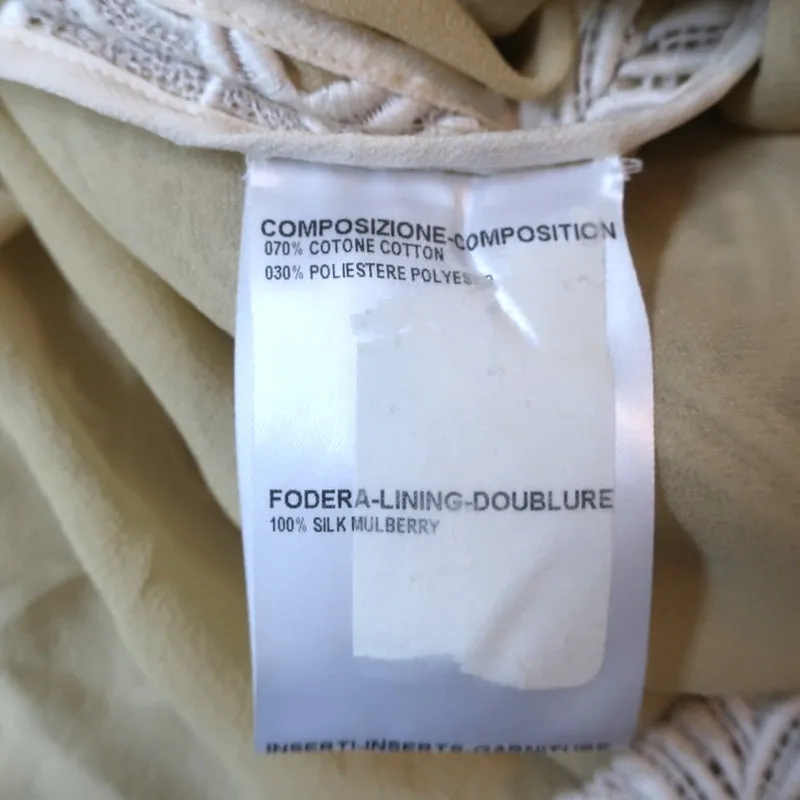 Burberry Prorsum Floral Macrame Lace Mini Dress with Bow Cream Size 36