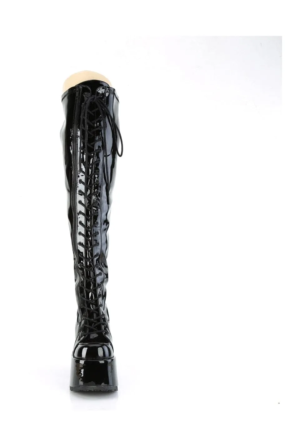 CAMEL-300WC Black Patent Thigh Boot