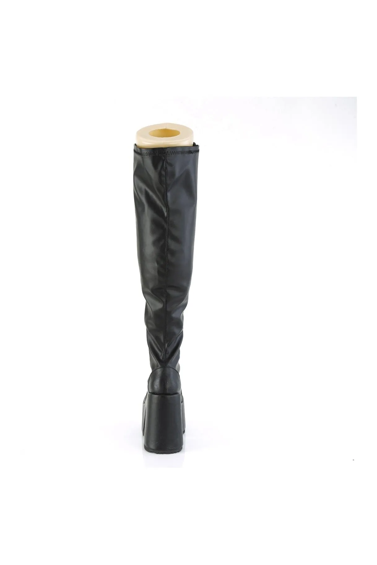 CAMEL-300WC Black Vegan Leather Thigh Boot