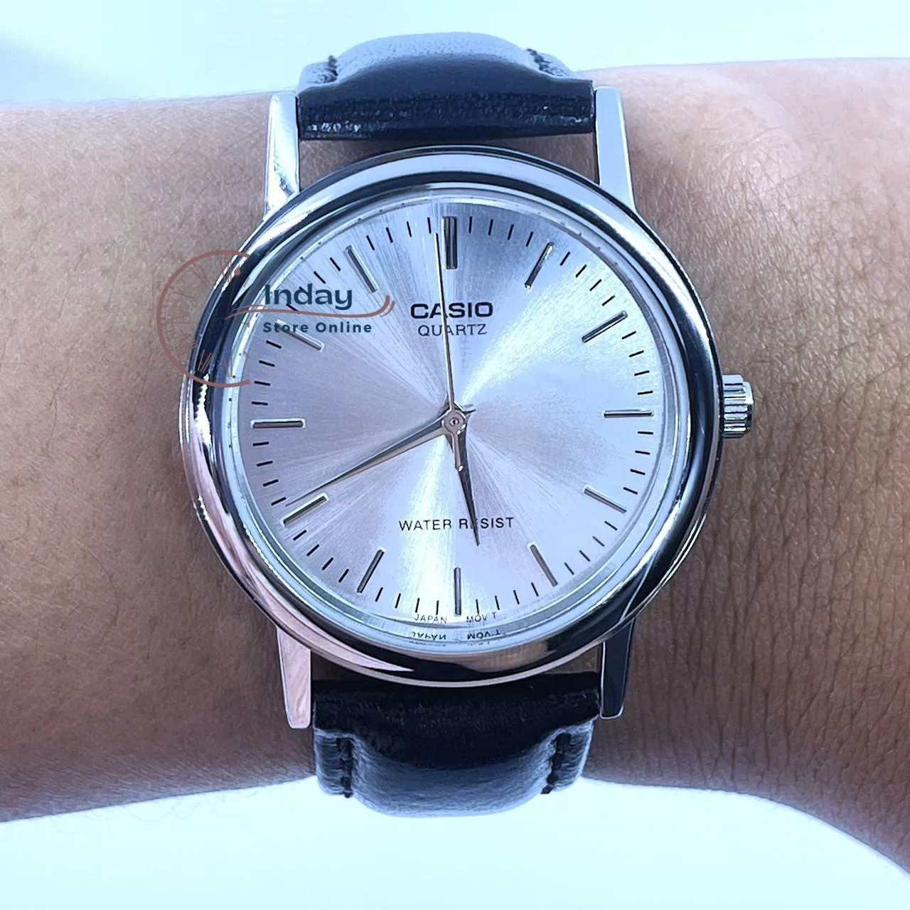 Casio Fashion Men's Watch MTP-1095E-7A  Leather Band Mineral Glass