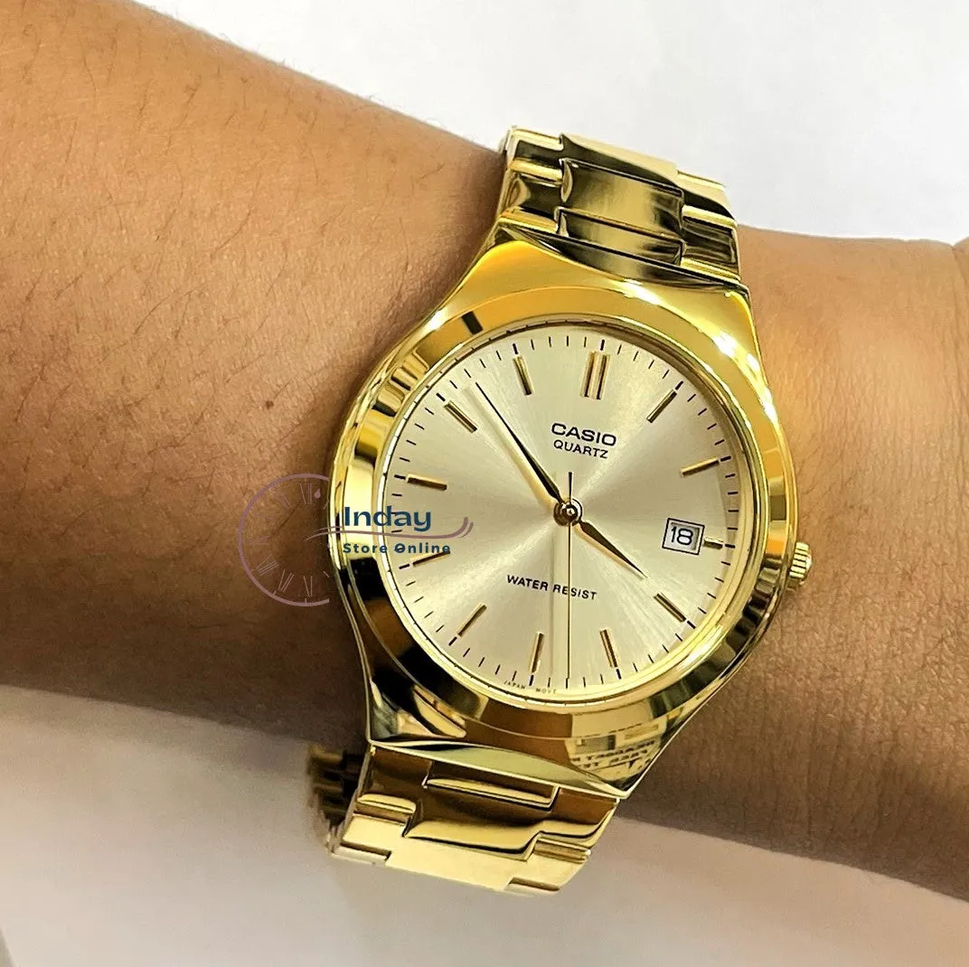 Casio Fashion Men's Watch MTP-1170N-9A Gold Plated Stainless Steel Strap Mineral Glass