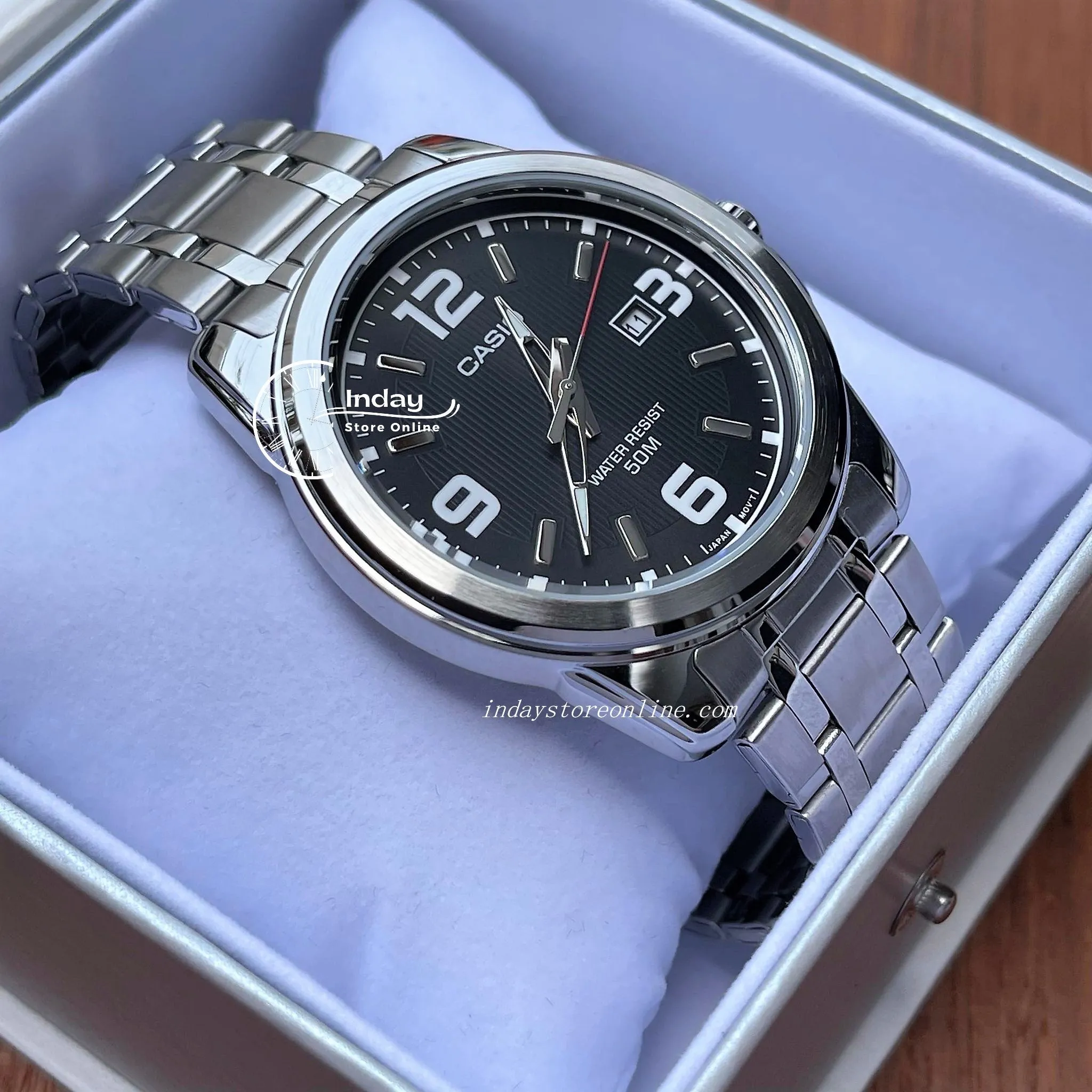 Casio Fashion Men's Watch MTP-1314D-1A Stainless Steel Band Mineral Glass