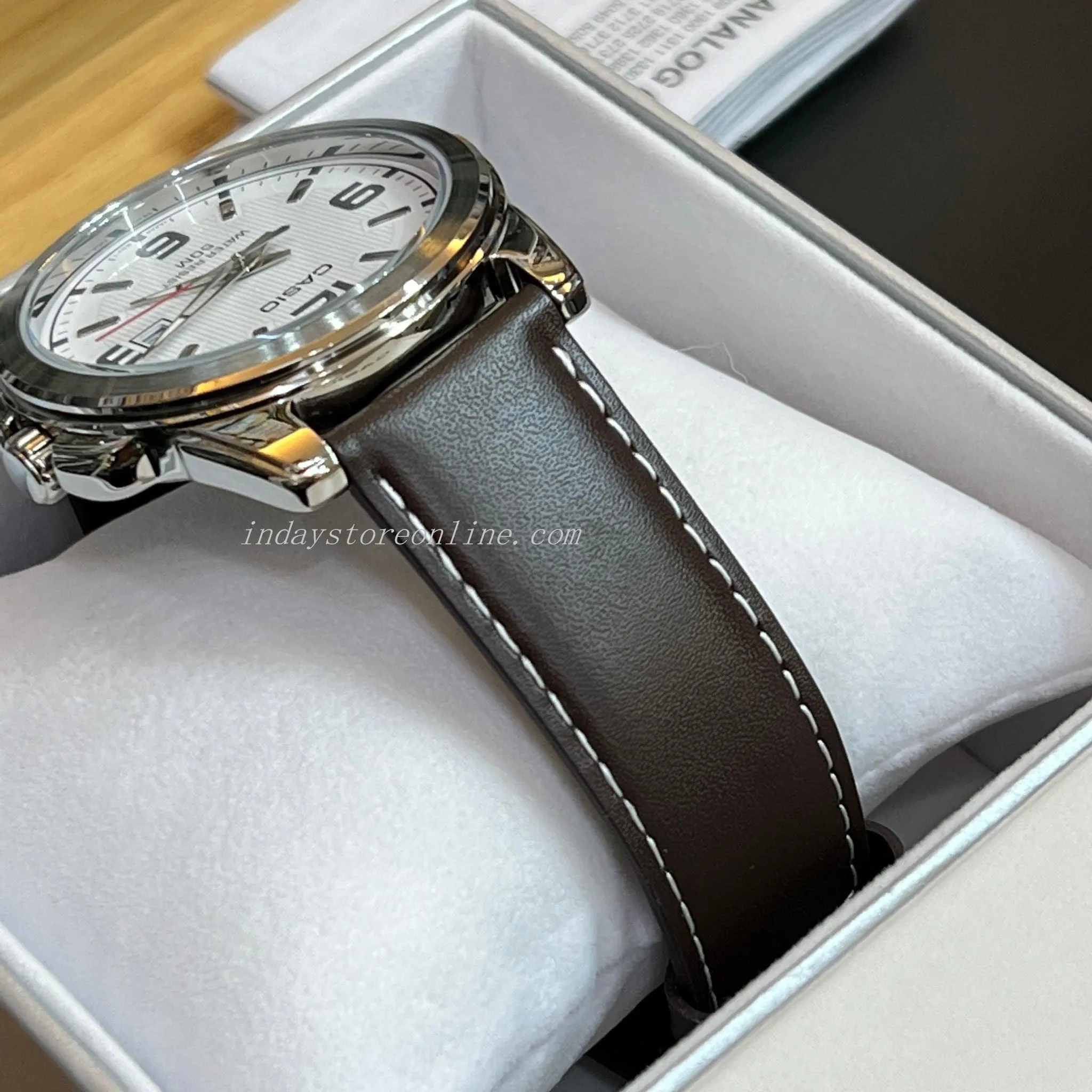 Casio Fashion Men's Watch  MTP-1314L-7A Genuine Leather Band Mineral Glass