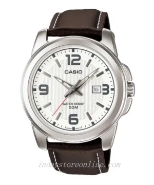 Casio Fashion Men's Watch  MTP-1314L-7A Genuine Leather Band Mineral Glass