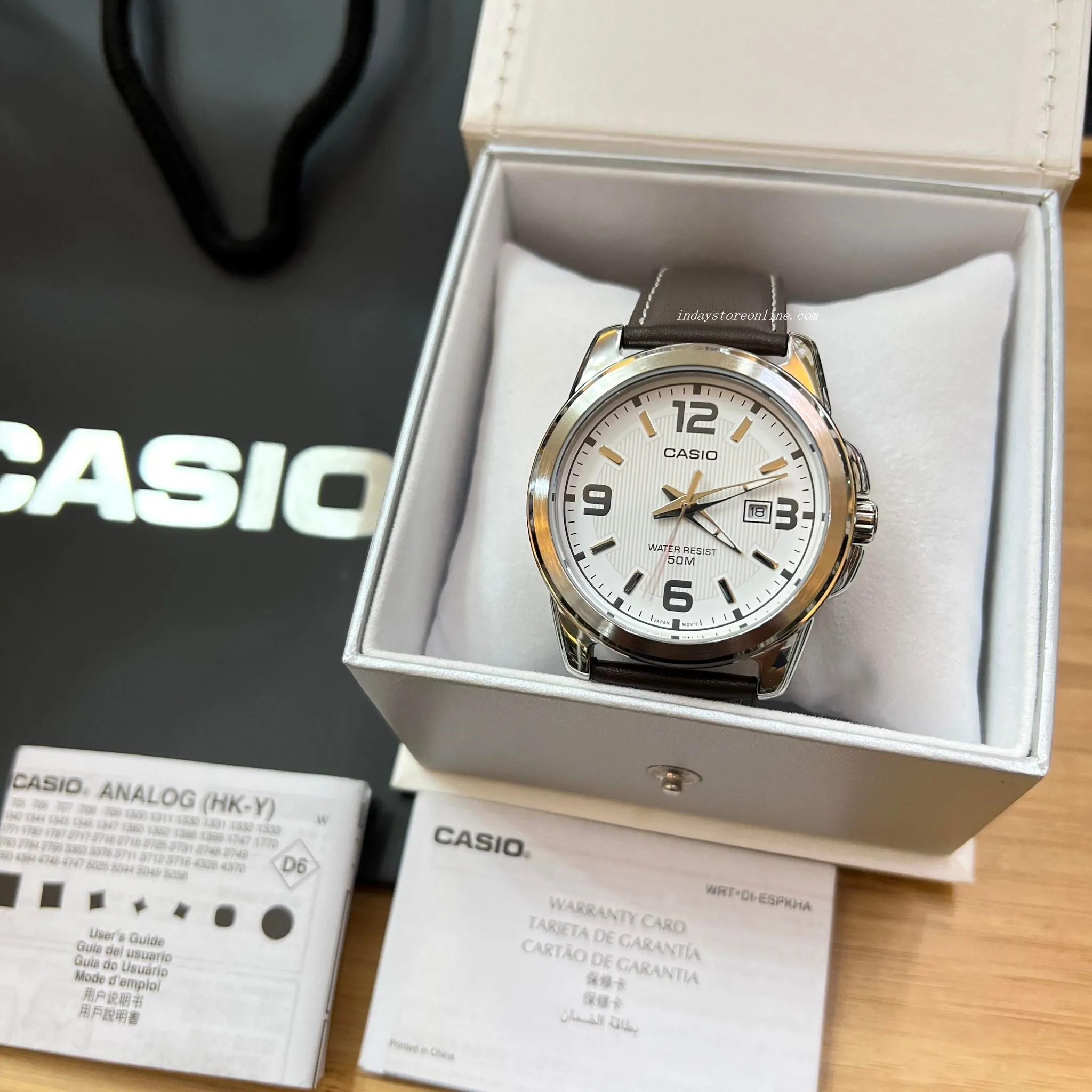 Casio Fashion Men's Watch  MTP-1314L-7A Genuine Leather Band Mineral Glass