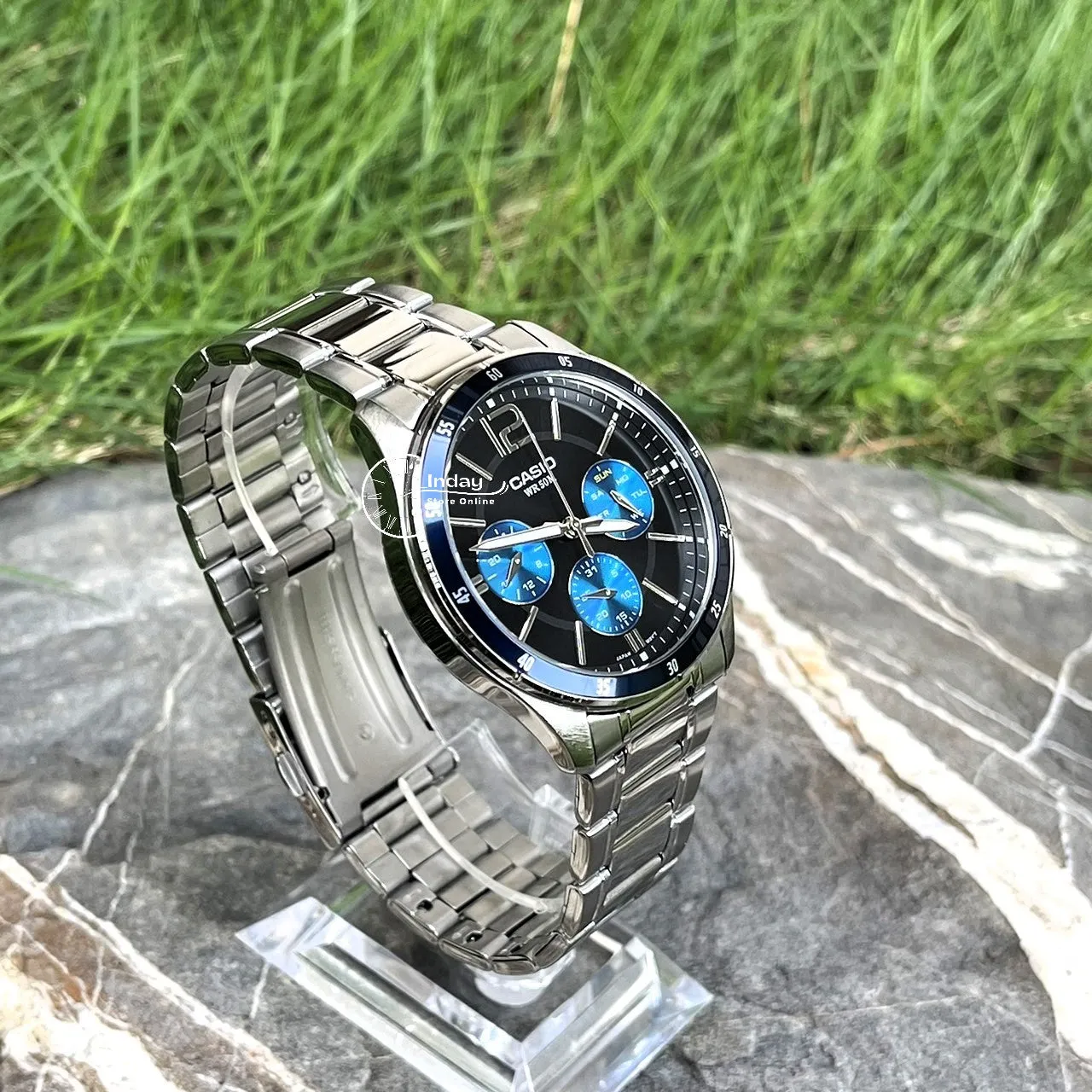 Casio Fashion Men's Watch MTP-1374D-2A Stainless Steel Band Mineral Glass