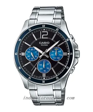 Casio Fashion Men's Watch MTP-1374D-2A Stainless Steel Band Mineral Glass