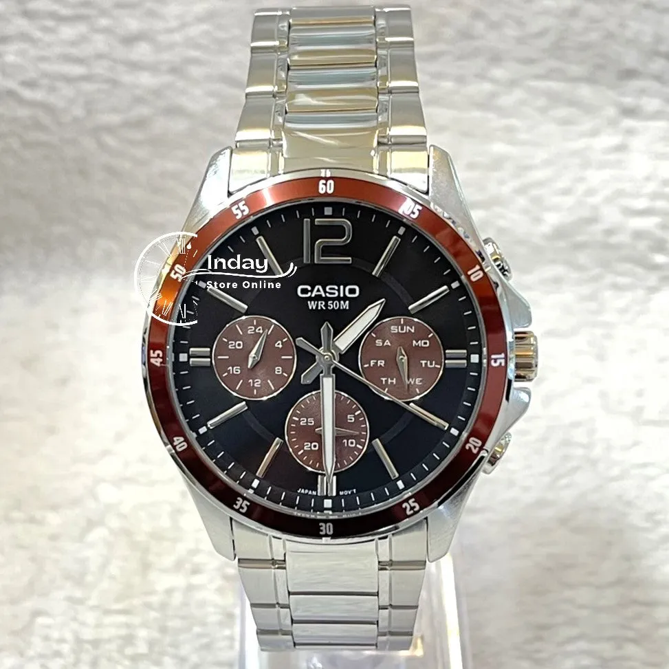 Casio Fashion Men's Watch MTP-1374D-5A Stainless Steel Strap Mineral Glass