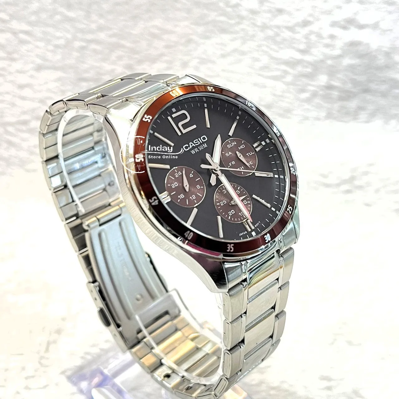Casio Fashion Men's Watch MTP-1374D-5A Stainless Steel Strap Mineral Glass