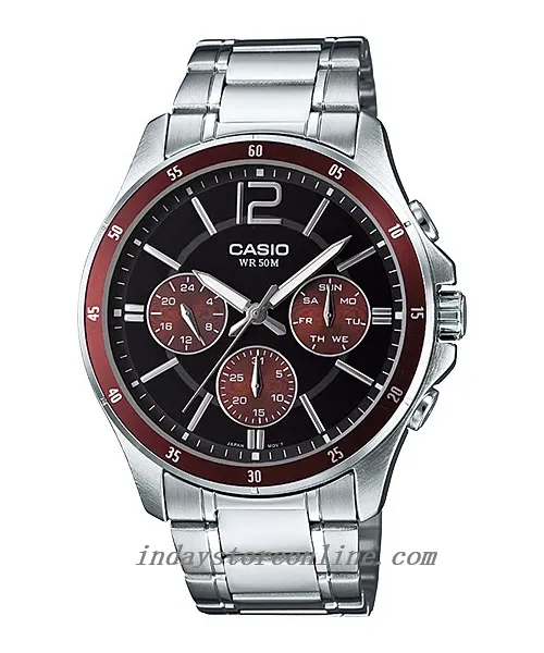Casio Fashion Men's Watch MTP-1374D-5A Stainless Steel Strap Mineral Glass