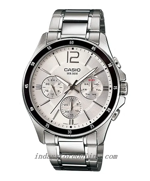 Casio Fashion Men's Watch MTP-1374D-7A Stainless Steel Band Mineral Glass