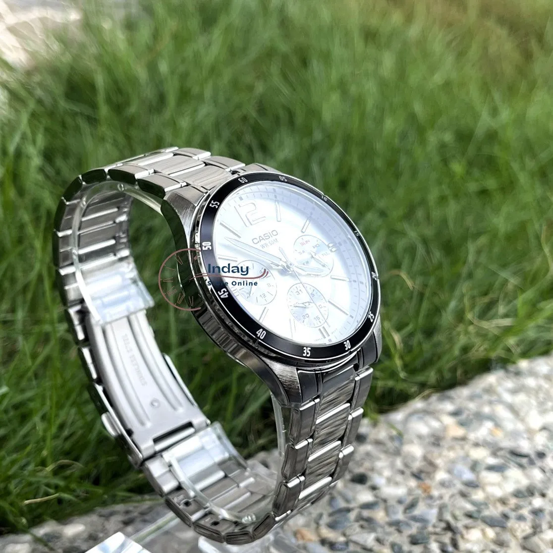 Casio Fashion Men's Watch MTP-1374D-7A Stainless Steel Band Mineral Glass