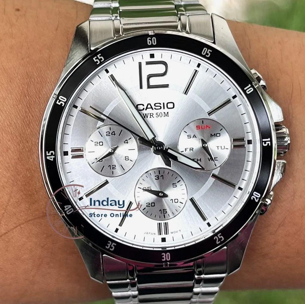 Casio Fashion Men's Watch MTP-1374D-7A Stainless Steel Band Mineral Glass