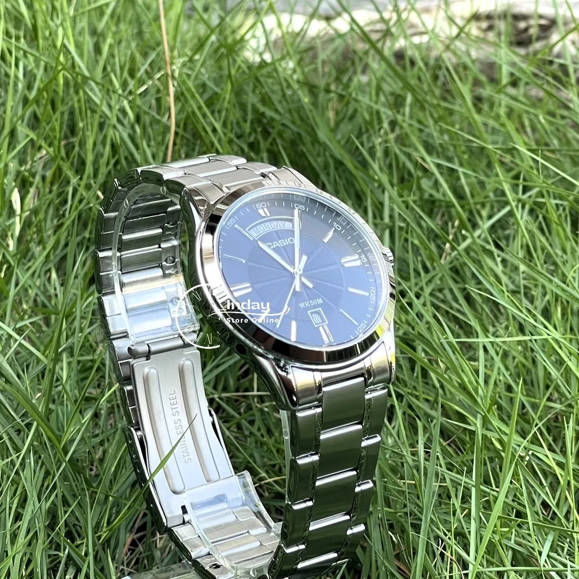 Casio Fashion Men's Watch MTP-1381D-1A  Stainless Steel Band Mineral Glass