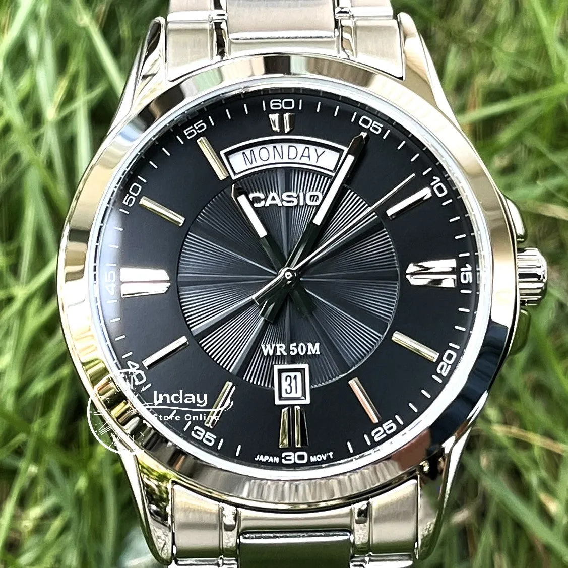 Casio Fashion Men's Watch MTP-1381D-1A  Stainless Steel Band Mineral Glass