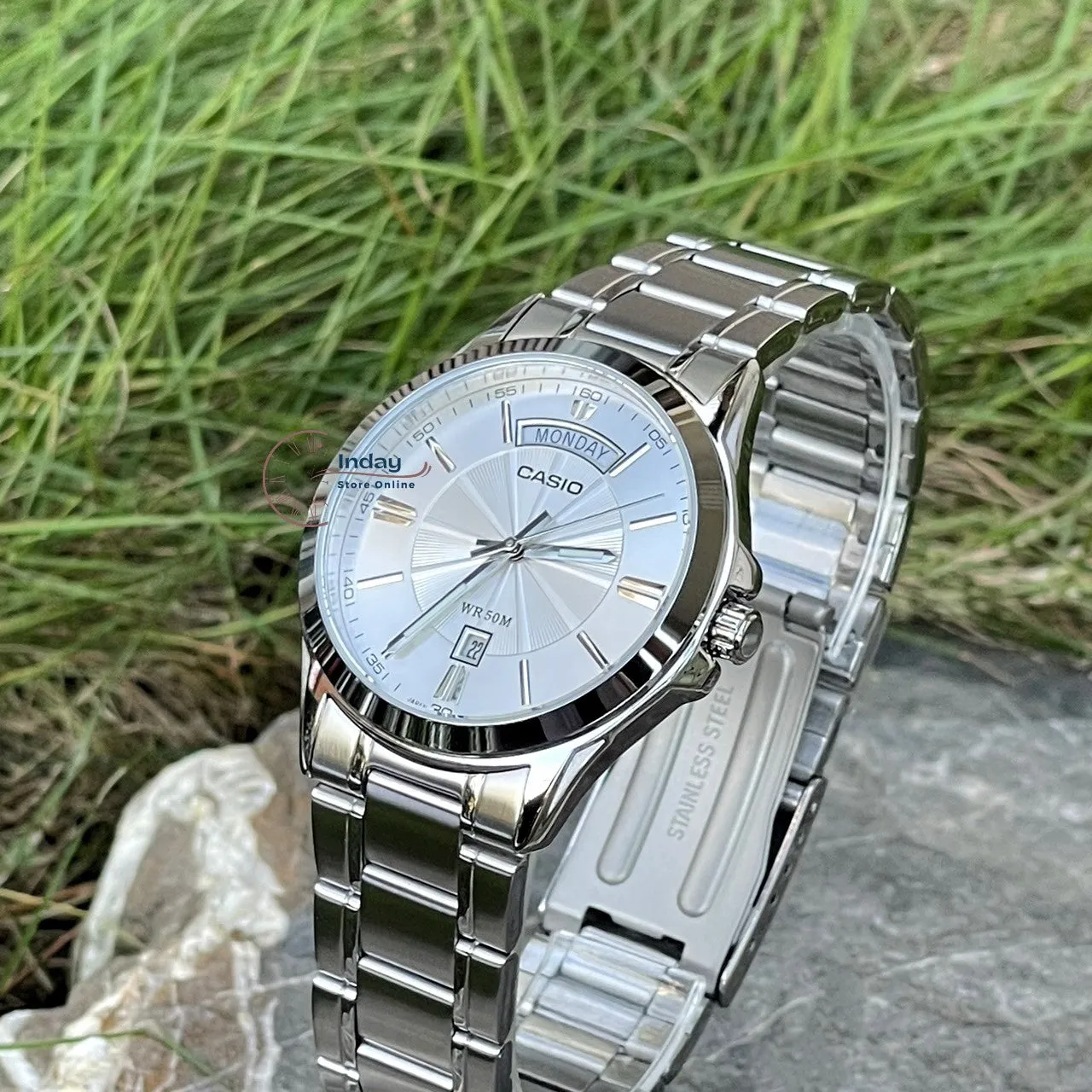 Casio Fashion Men's Watch MTP-1381D-7A Stainless Steel Band Mineral Glass