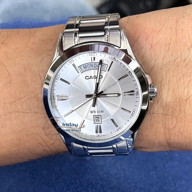 Casio Fashion Men's Watch MTP-1381D-7A Stainless Steel Band Mineral Glass