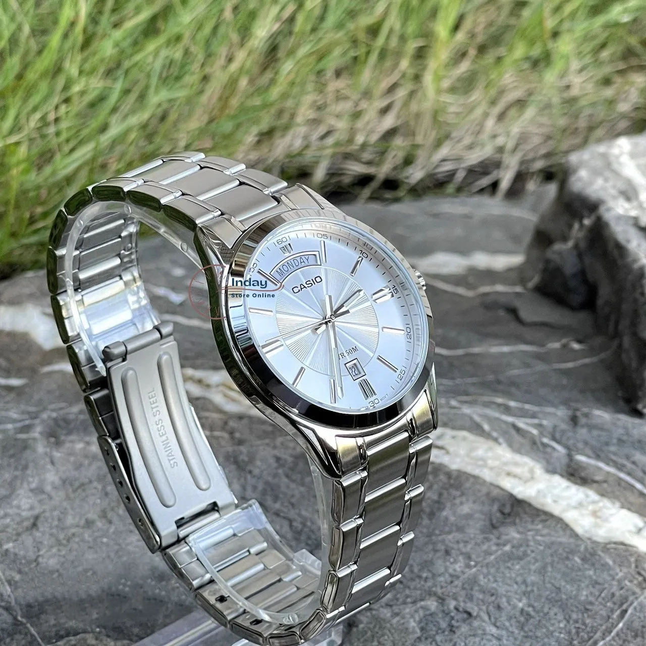 Casio Fashion Men's Watch MTP-1381D-7A Stainless Steel Band Mineral Glass