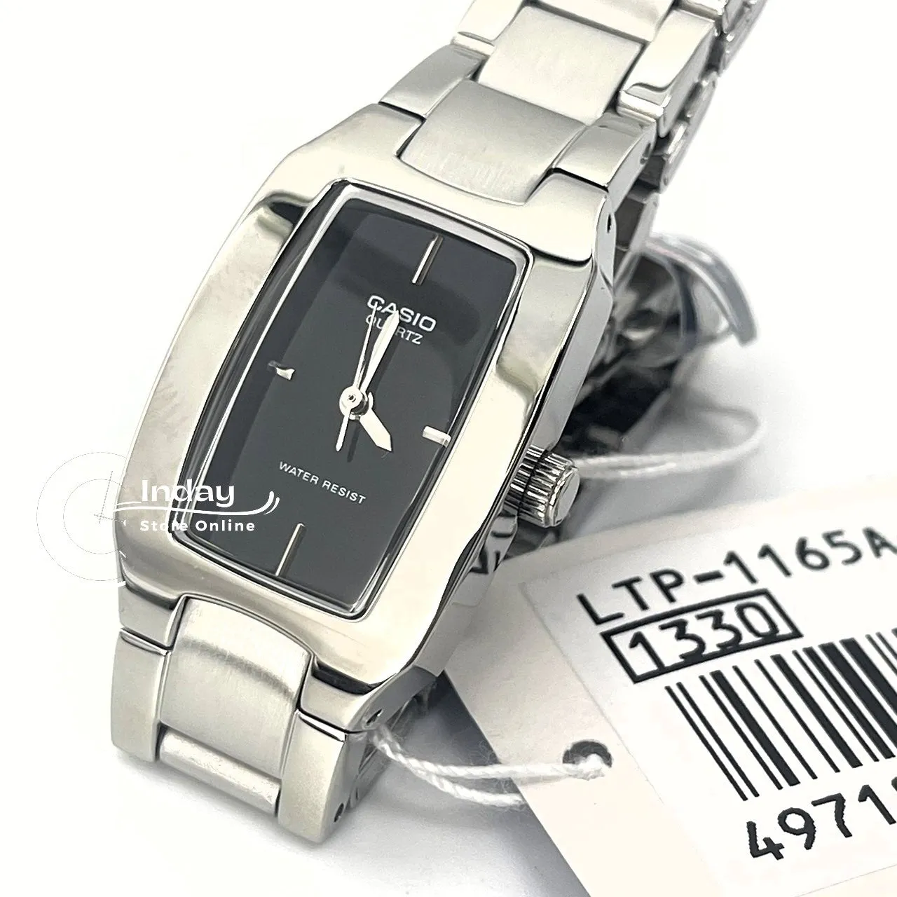 Casio Fashion Women's Watch LTP-1165A-1C Silver/Black Square Type Stainless Steel Band Mineral Glass