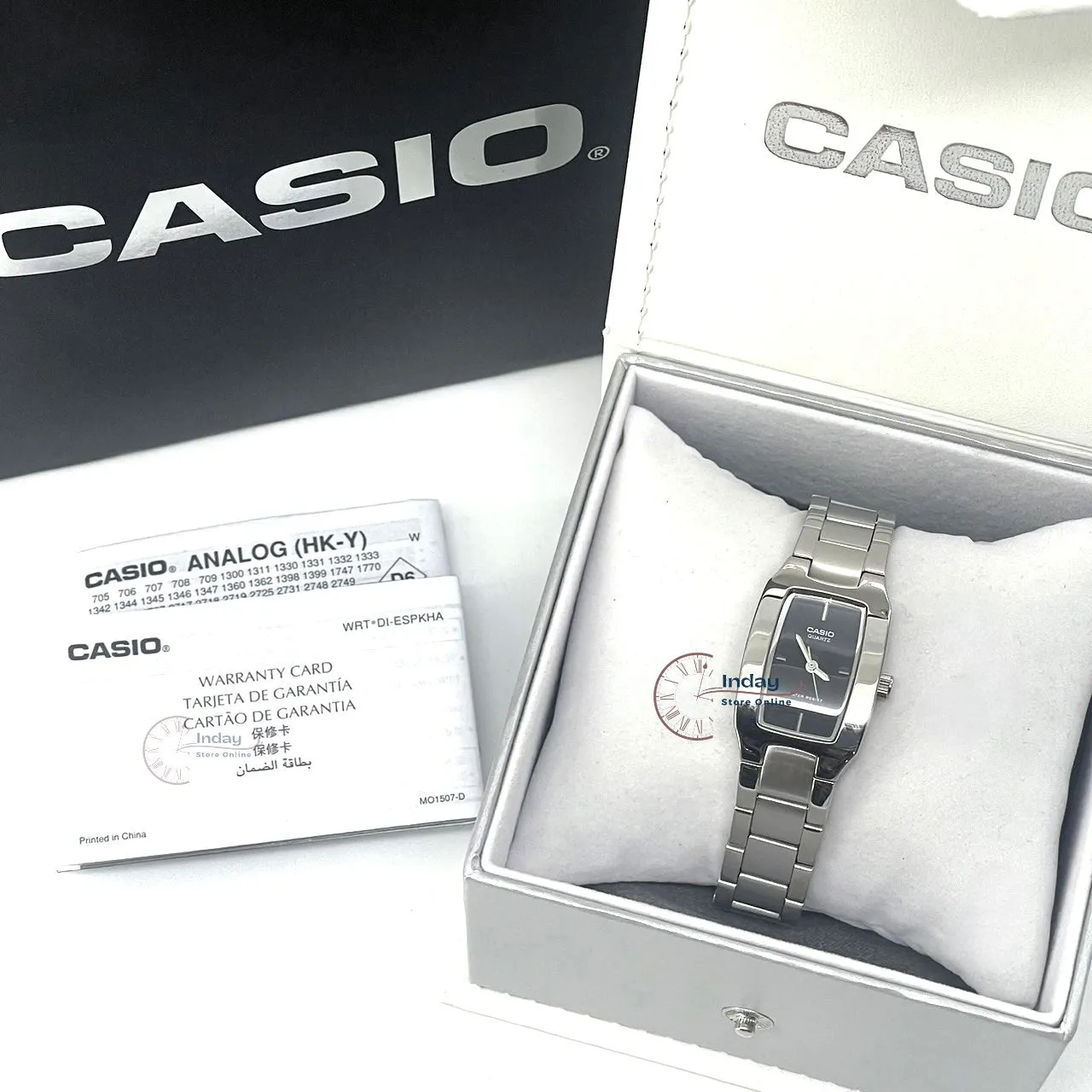 Casio Fashion Women's Watch LTP-1165A-1C Silver/Black Square Type Stainless Steel Band Mineral Glass
