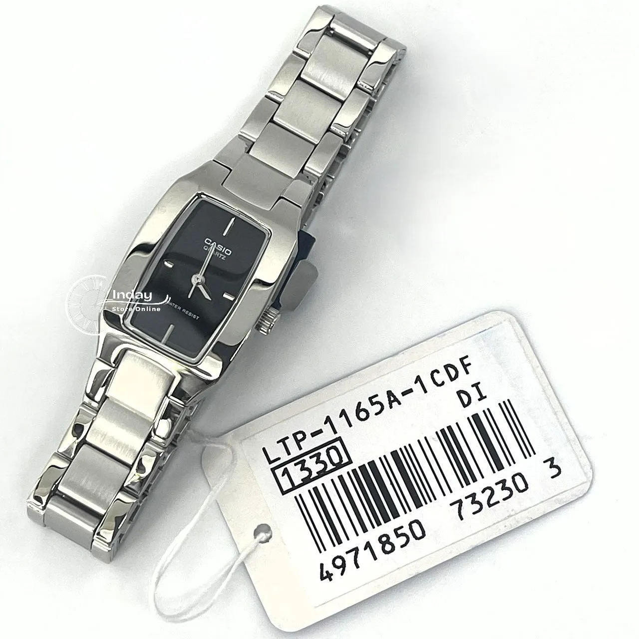 Casio Fashion Women's Watch LTP-1165A-1C Silver/Black Square Type Stainless Steel Band Mineral Glass