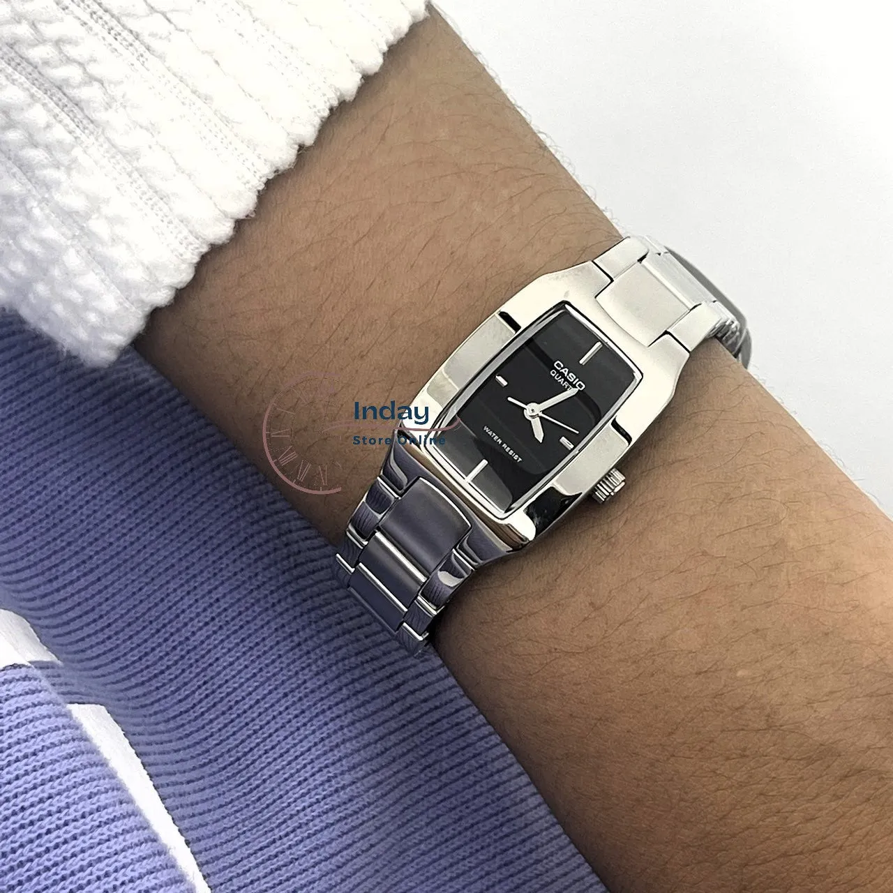 Casio Fashion Women's Watch LTP-1165A-1C2 Silver/Black Stainless Steel Band Mineral Glass