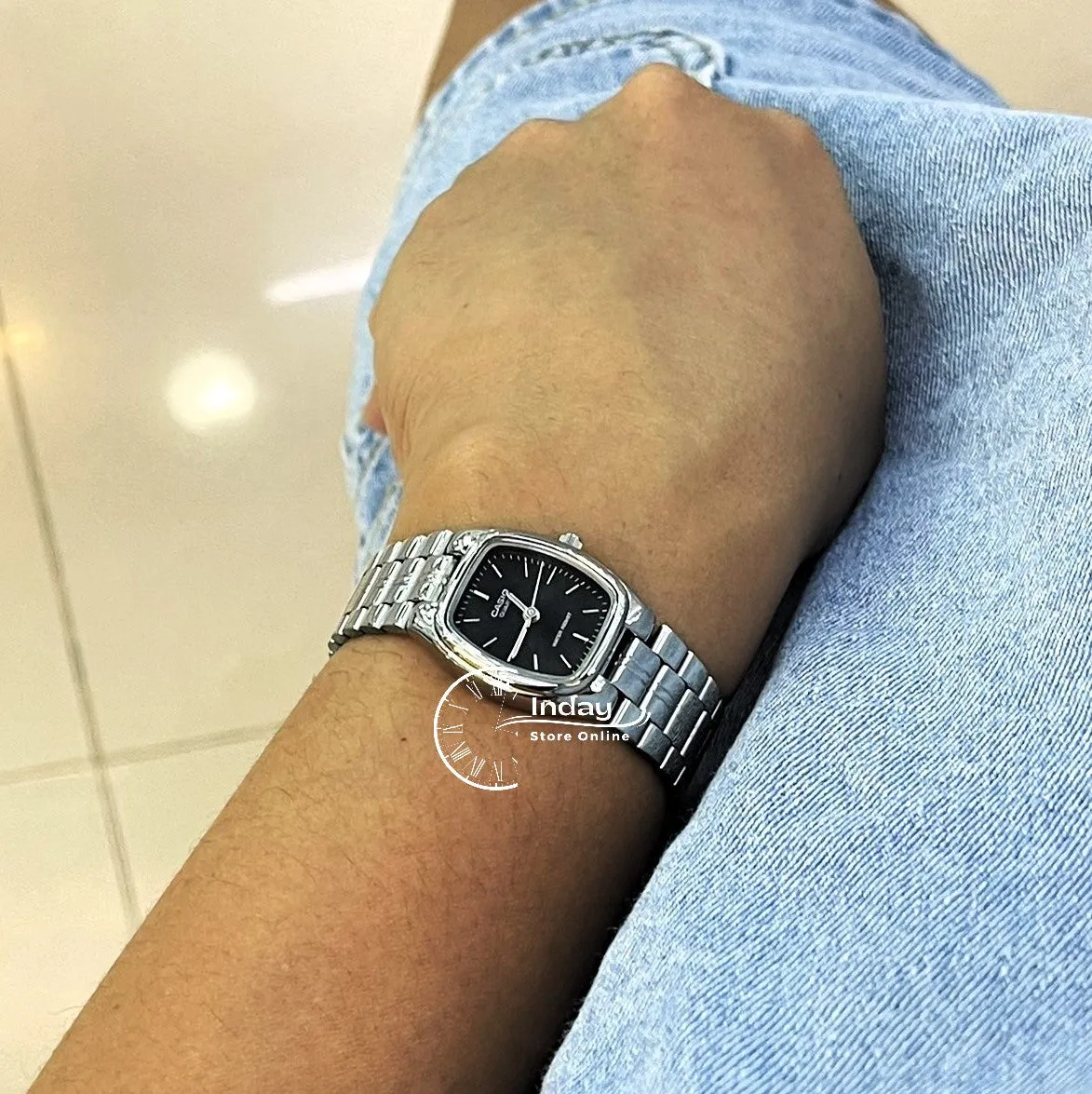 Casio Fashion Women's Watch LTP-1169D-1A Silver/Black Stainless Steel Band