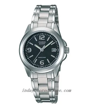 Casio Fashion Women's Watch LTP-1215A-1A Silver and Black Stainless Steel Band Mineral Glass