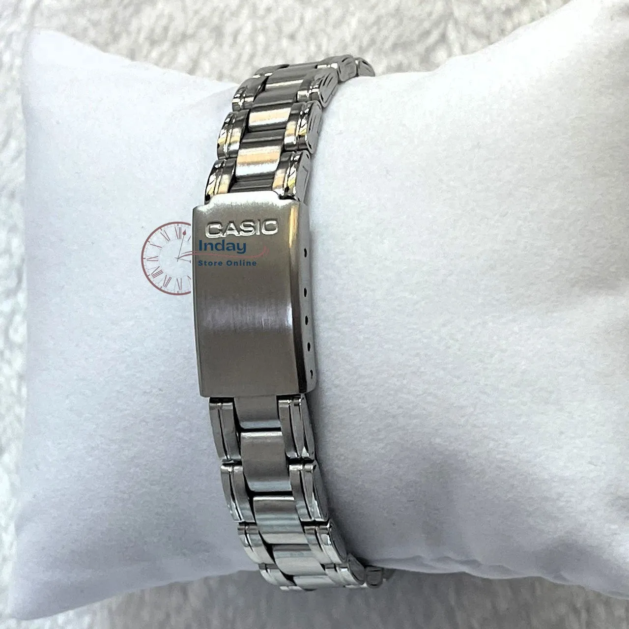 Casio Fashion Women's Watch LTP-1215A-2A Silver/Blue Stainless Steel Band Mineral Glass