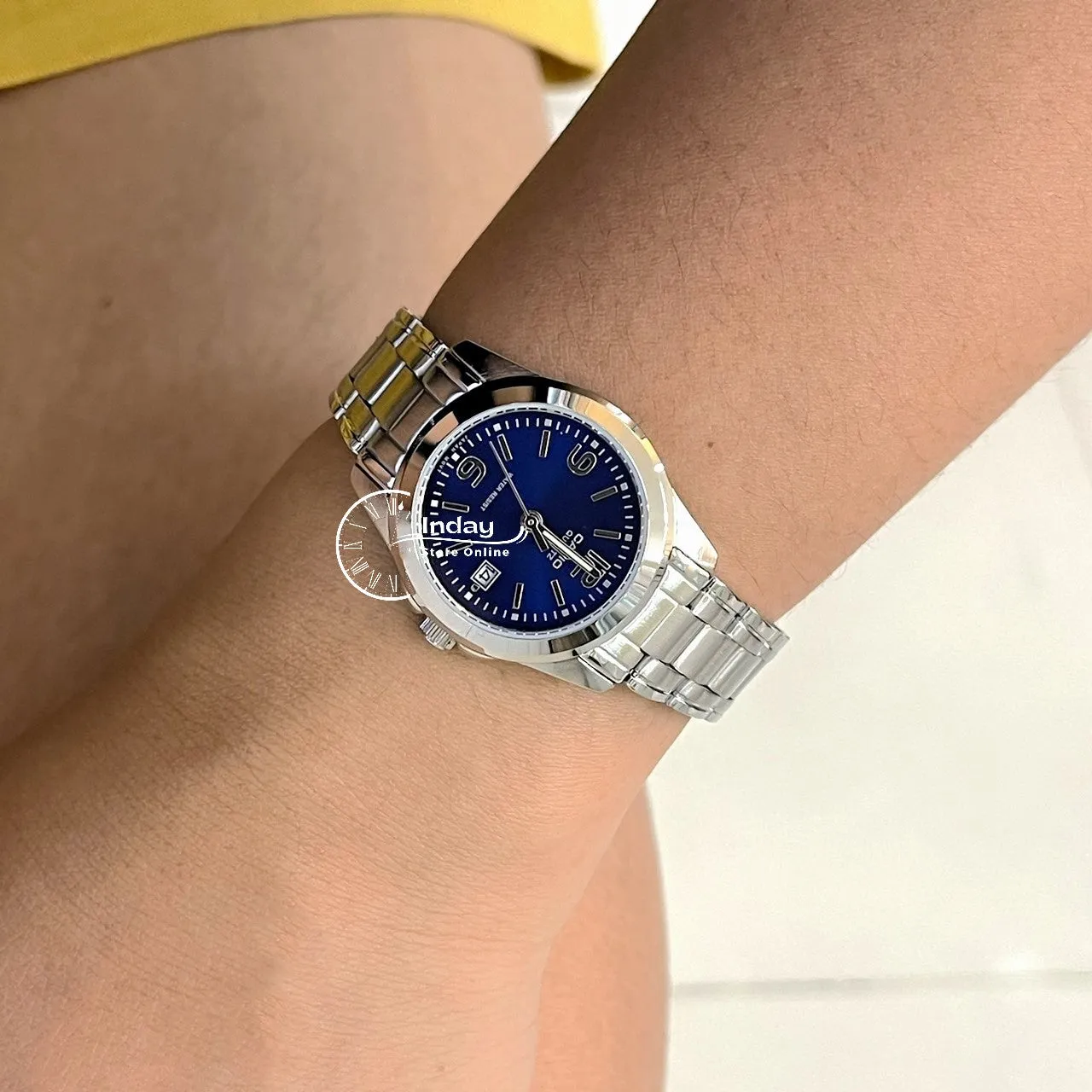 Casio Fashion Women's Watch LTP-1215A-2A Silver/Blue Stainless Steel Band Mineral Glass