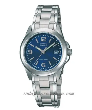 Casio Fashion Women's Watch LTP-1215A-2A Silver/Blue Stainless Steel Band Mineral Glass