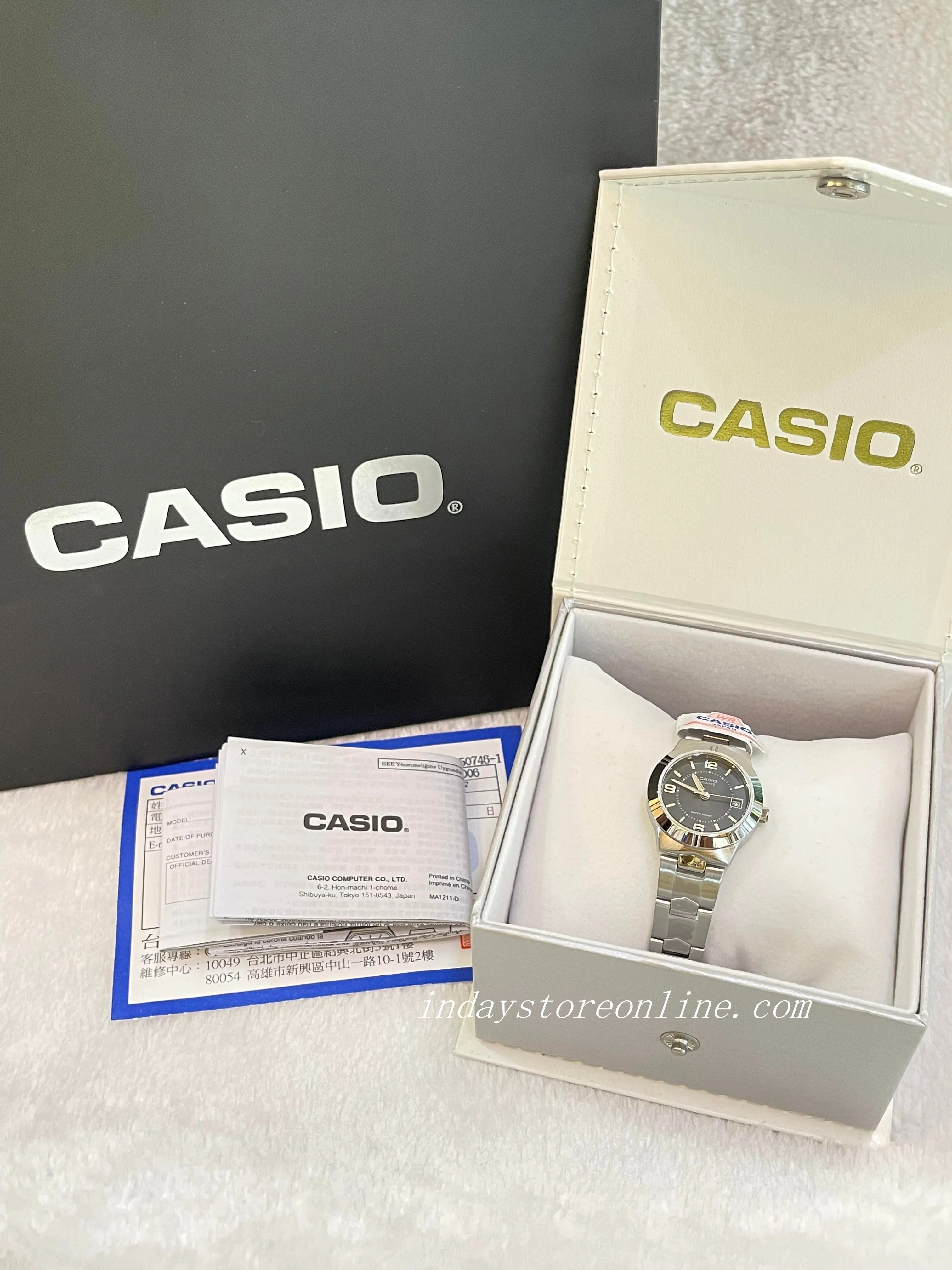 Casio Fashion Women's Watch LTP-1241D-1A Silver/Black Stainless Steel Band Mineral Glass