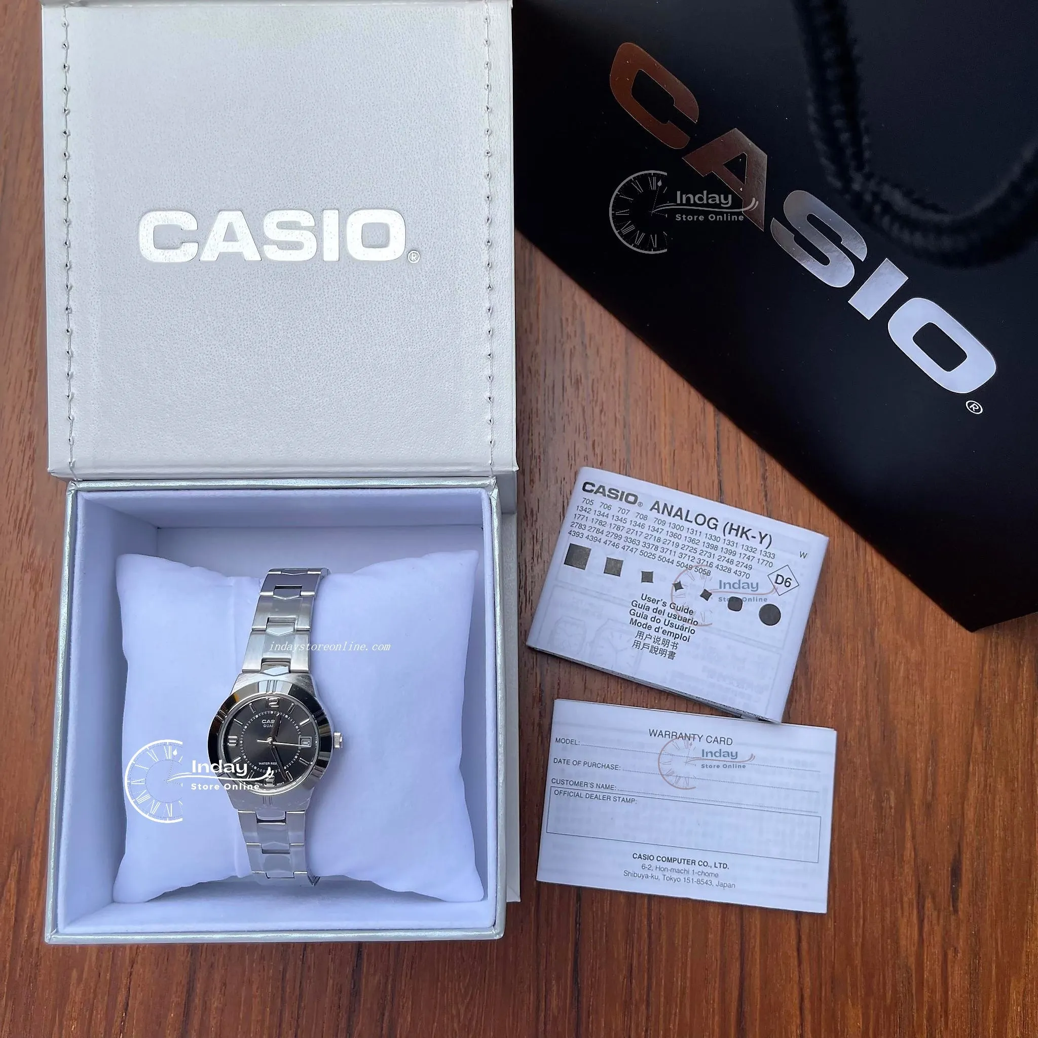 Casio Fashion Women's Watch LTP-1241D-1A Silver/Black Stainless Steel Band Mineral Glass