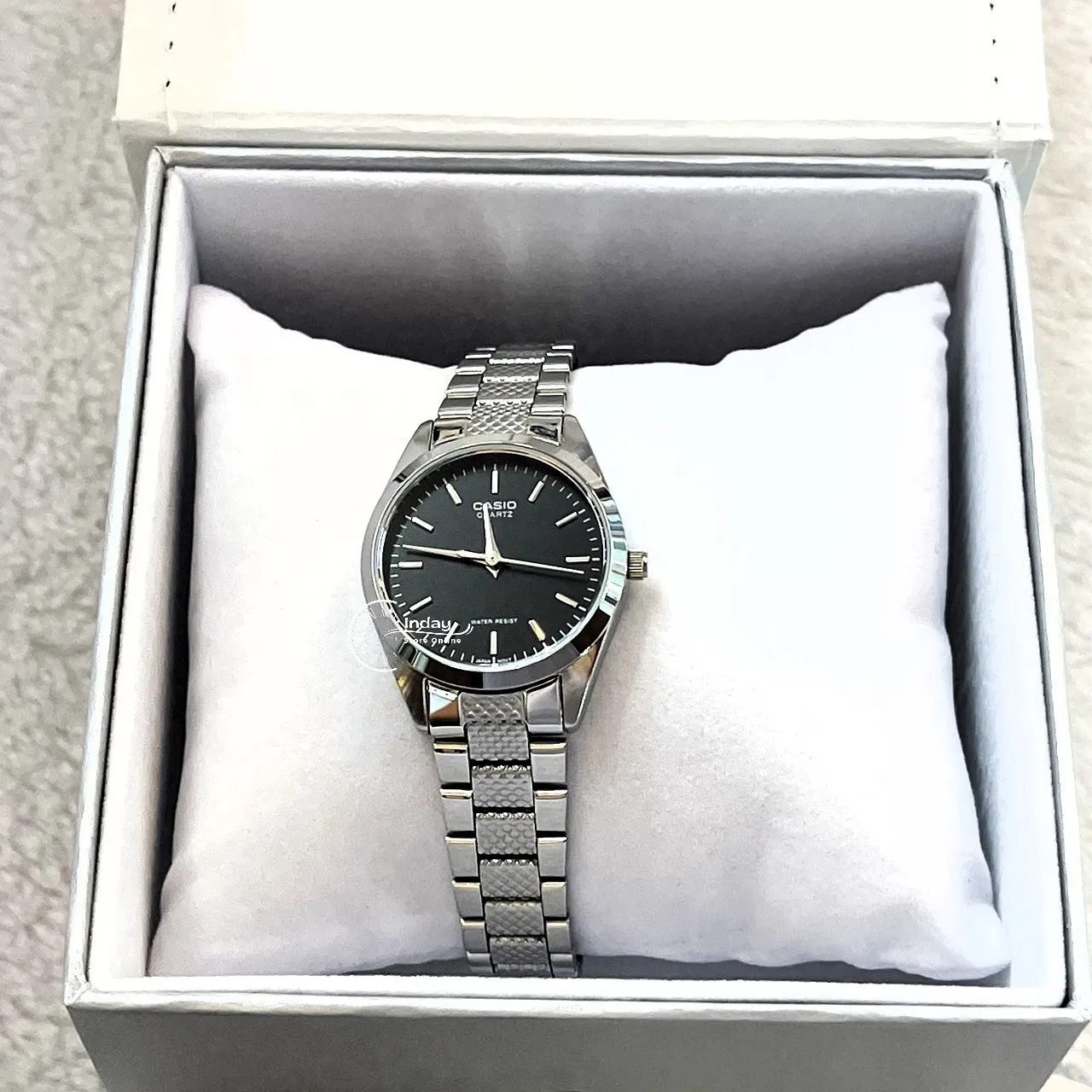 Casio Fashion Women's Watch LTP-1274D-1A Silver/Black Stainless Steel Band Mineral Glass Triple-fold Clasp