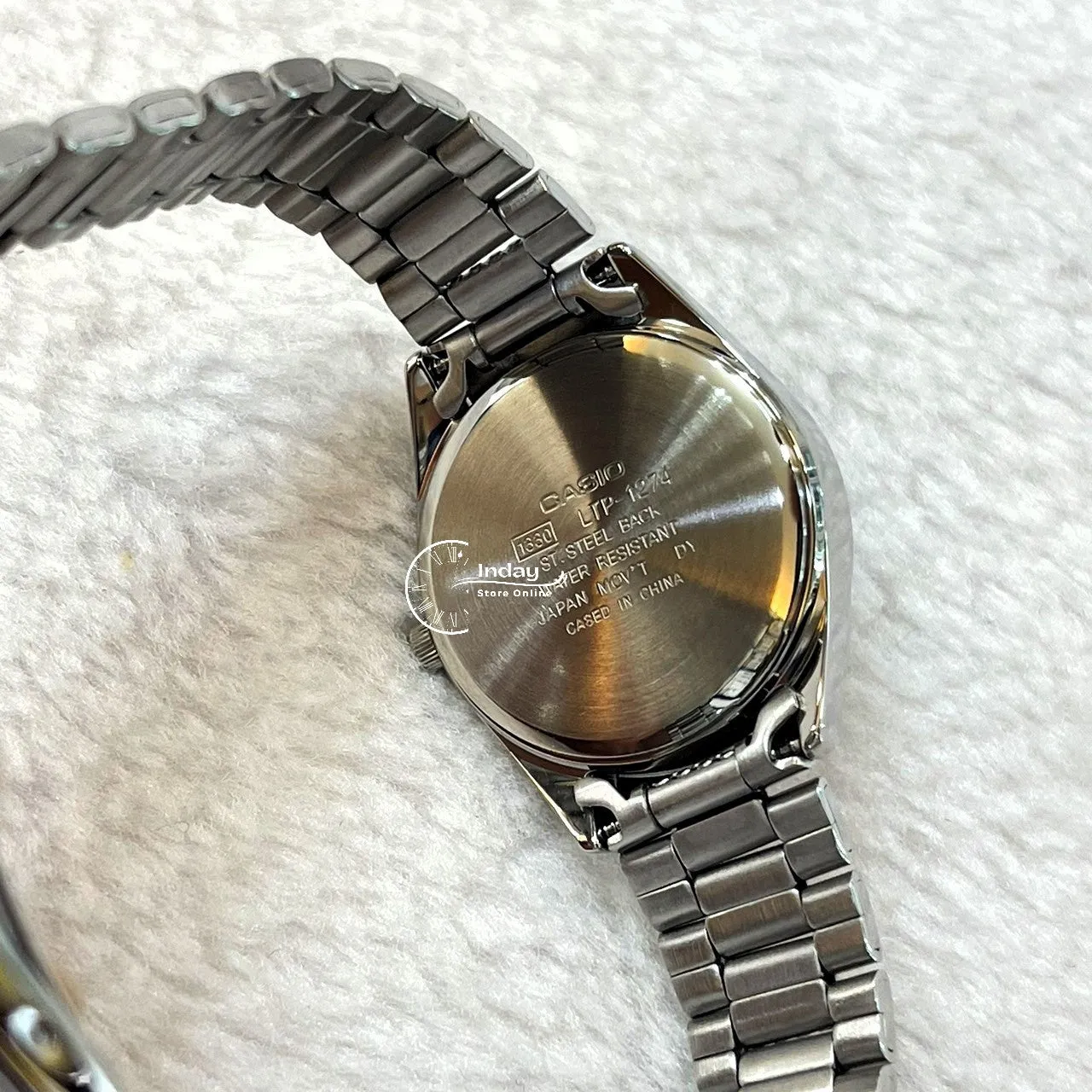 Casio Fashion Women's Watch LTP-1274D-1A Silver/Black Stainless Steel Band Mineral Glass Triple-fold Clasp