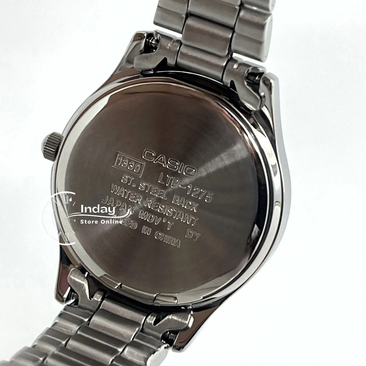 Casio Fashion Women's Watch LTP-1275D-1A Silver/Black Stainless Steel Band Mineral Glass Triple-fold Clasp