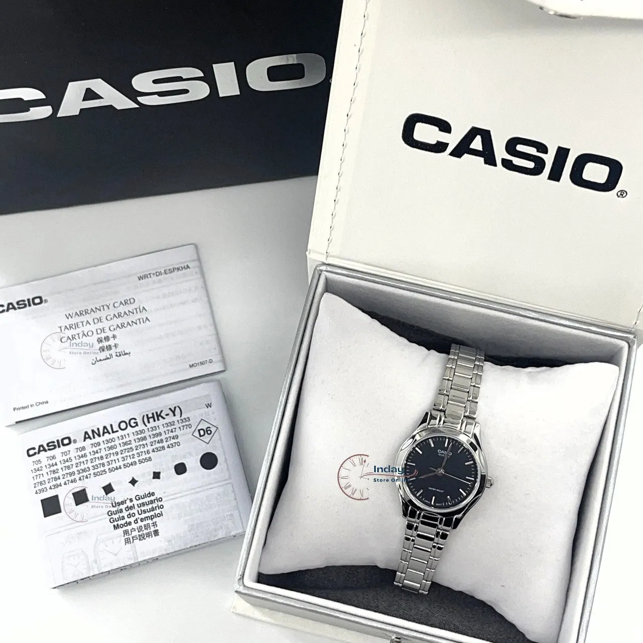 Casio Fashion Women's Watch LTP-1275D-1A Silver/Black Stainless Steel Band Mineral Glass Triple-fold Clasp