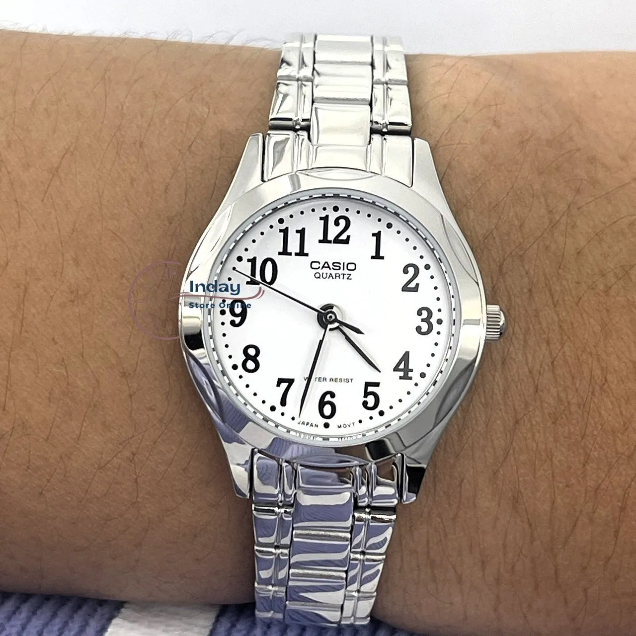 Casio Fashion Women's Watch LTP-1275D-7B Silver Stainless Steel Band Mineral Glass Triple-fold Clasp