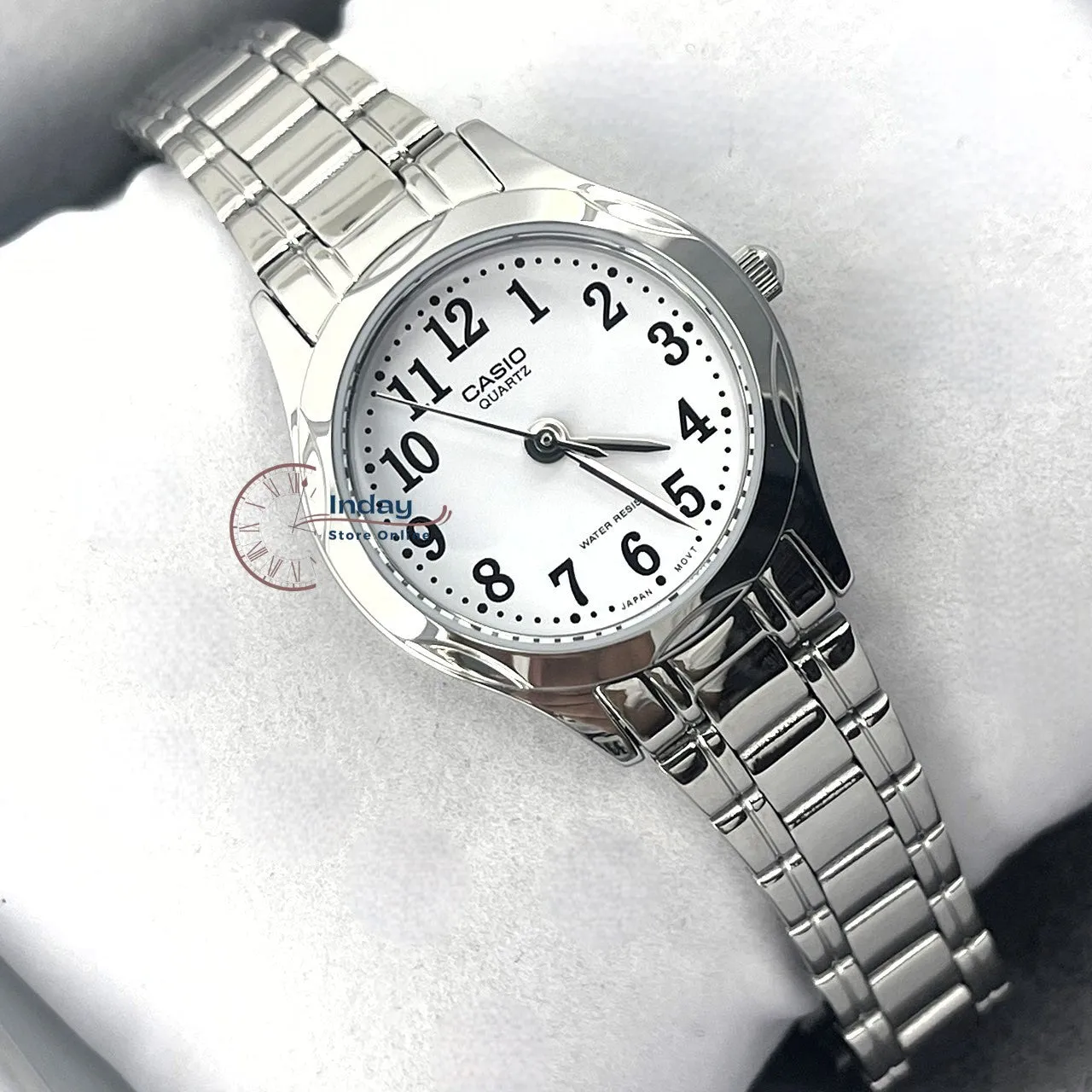 Casio Fashion Women's Watch LTP-1275D-7B Silver Stainless Steel Band Mineral Glass Triple-fold Clasp