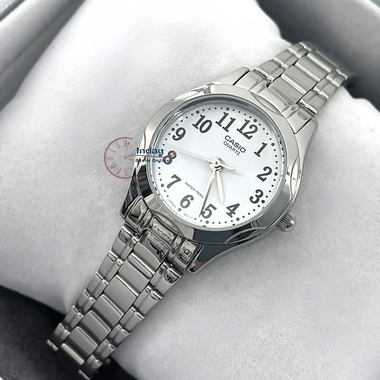 Casio Fashion Women's Watch LTP-1275D-7B Silver Stainless Steel Band Mineral Glass Triple-fold Clasp