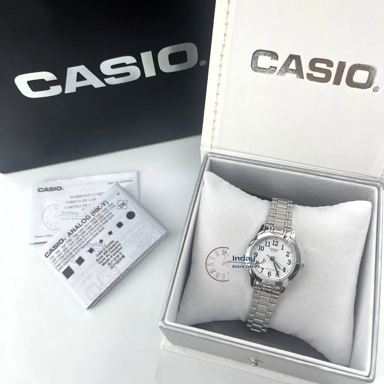 Casio Fashion Women's Watch LTP-1275D-7B Silver Stainless Steel Band Mineral Glass Triple-fold Clasp