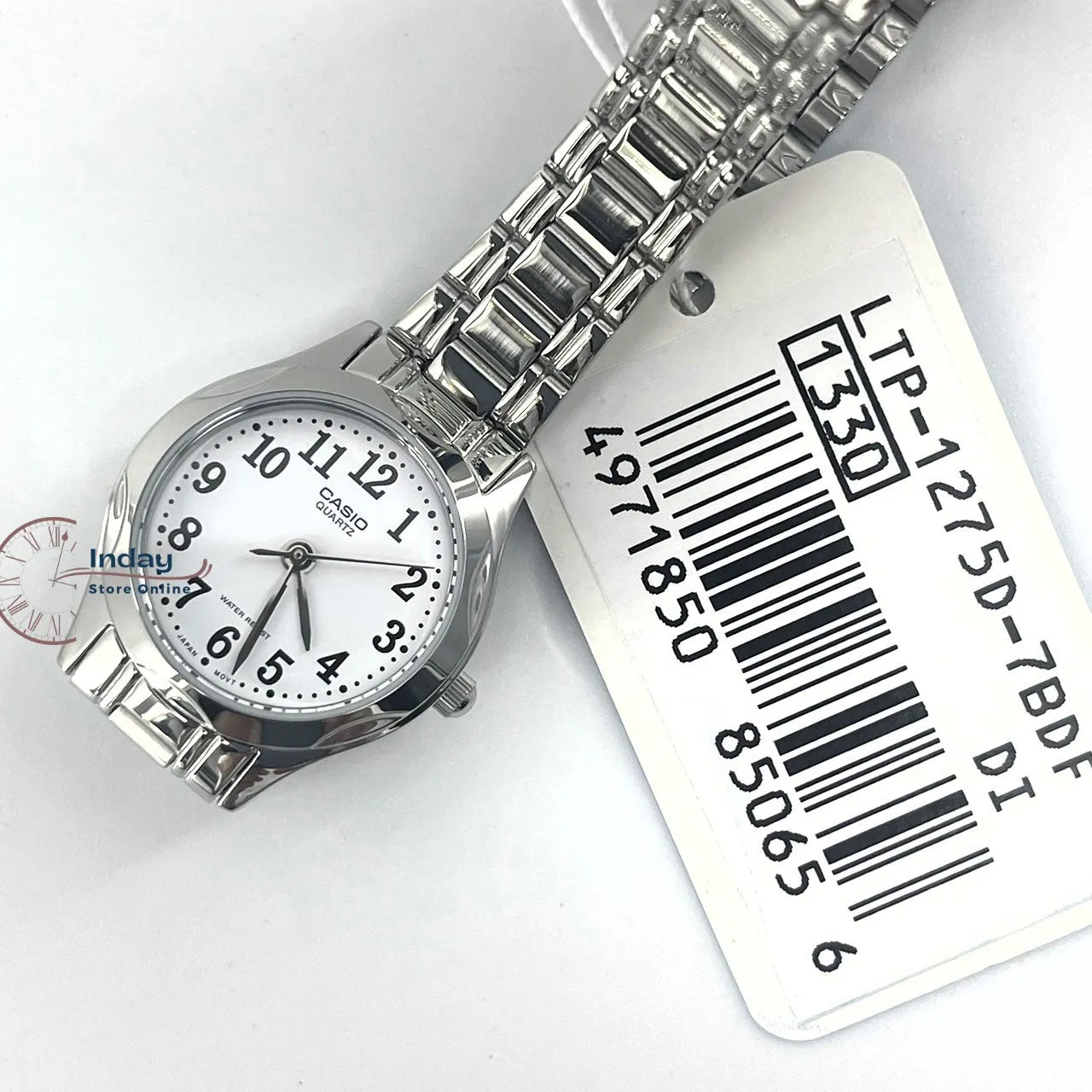 Casio Fashion Women's Watch LTP-1275D-7B Silver Stainless Steel Band Mineral Glass Triple-fold Clasp