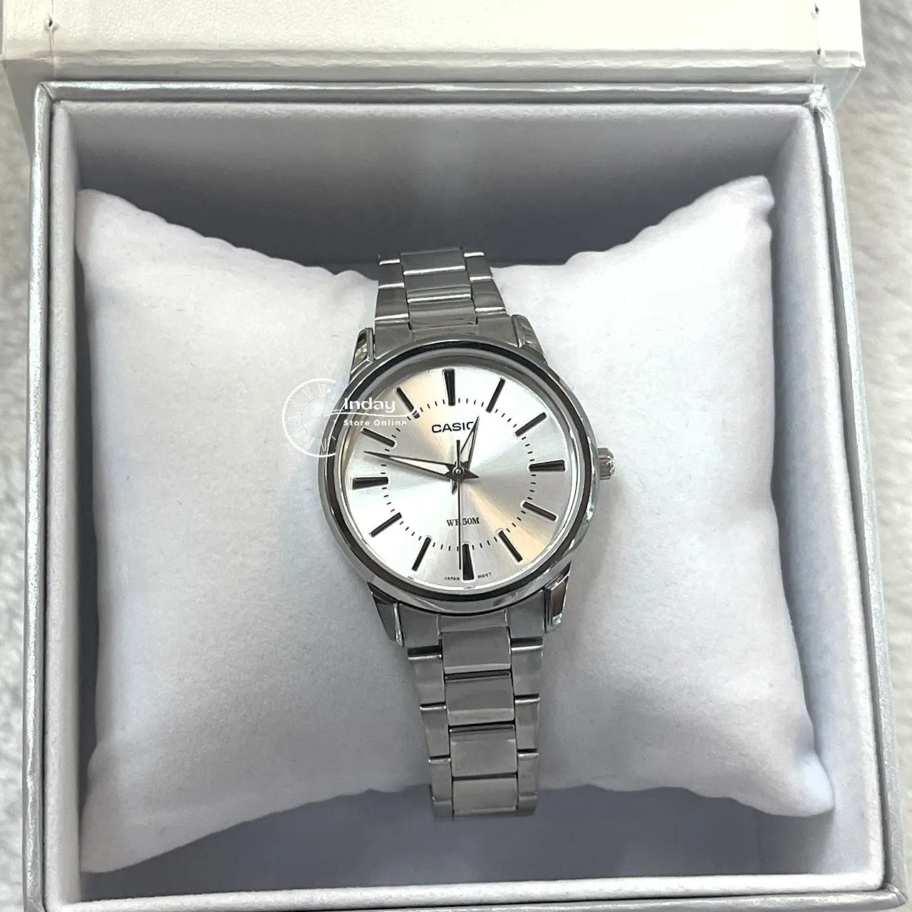 Casio Fashion Women's Watch LTP-1303D-7A Silver Stainless Steel Band Mineral Glass Triple-fold Clasp