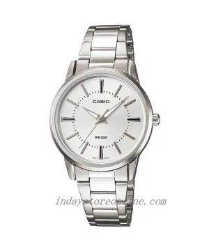 Casio Fashion Women's Watch LTP-1303D-7A Silver Stainless Steel Band Mineral Glass Triple-fold Clasp