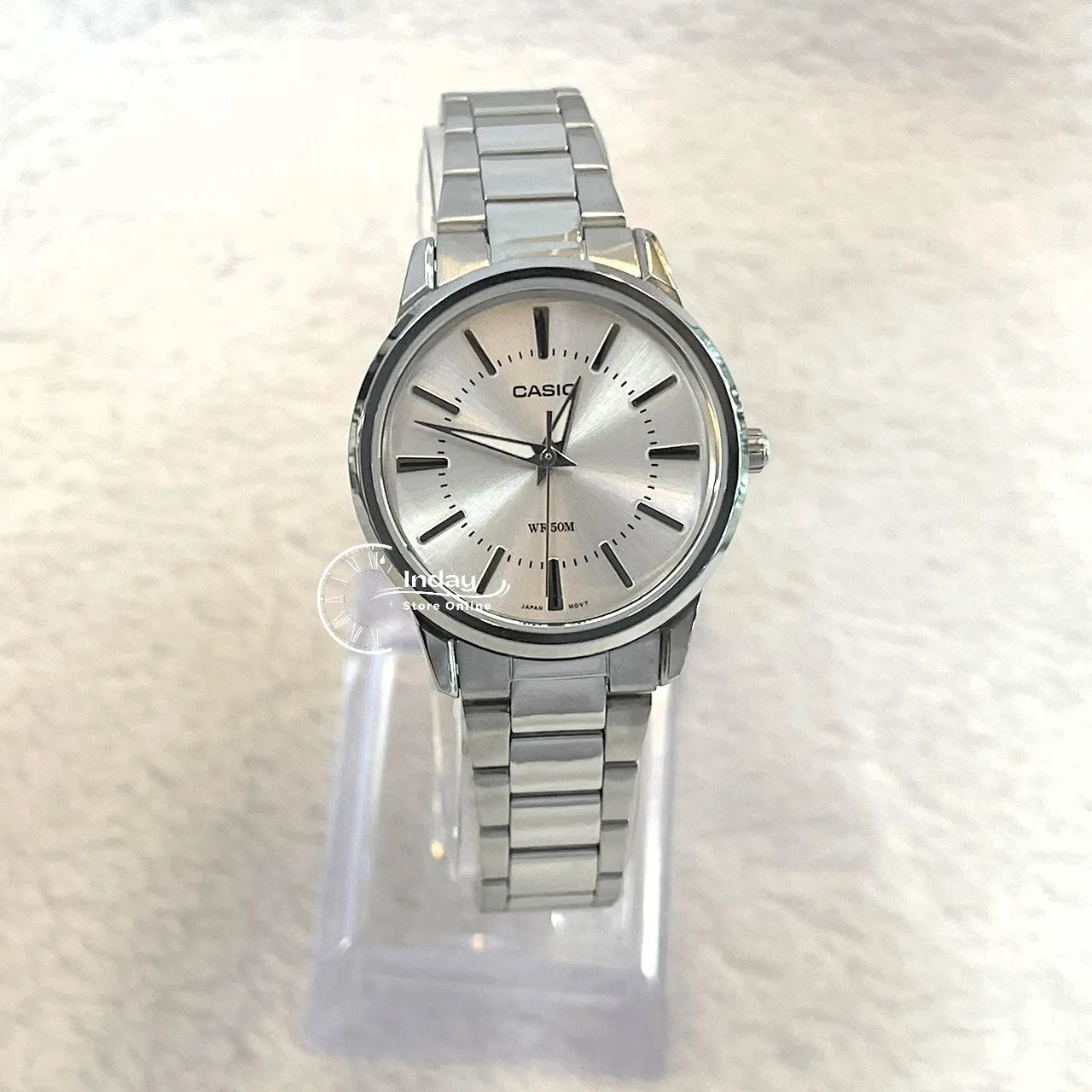 Casio Fashion Women's Watch LTP-1303D-7A Silver Stainless Steel Band Mineral Glass Triple-fold Clasp