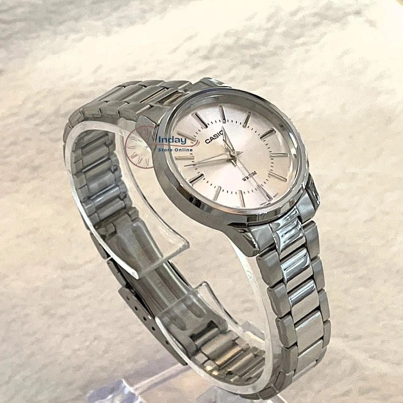 Casio Fashion Women's Watch LTP-1303D-7A Silver Stainless Steel Band Mineral Glass Triple-fold Clasp