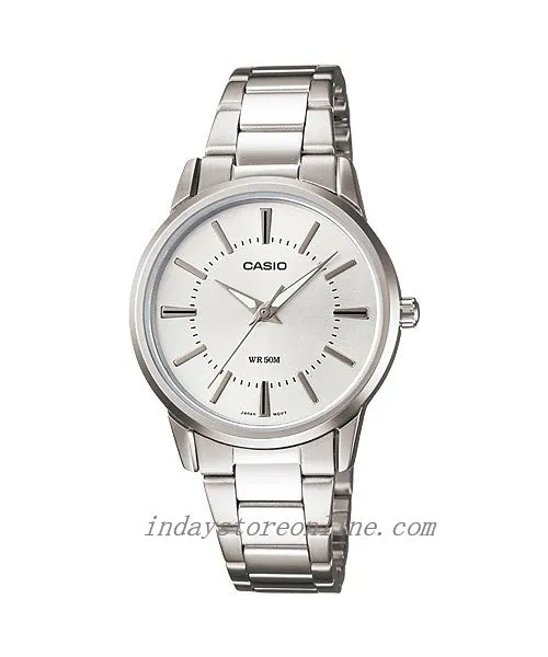 Casio Fashion Women's Watch LTP-1303D-7A Silver Stainless Steel Band Mineral Glass Triple-fold Clasp