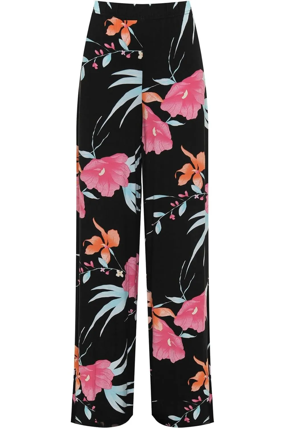 Cerise Aqua Floral Print Palazzo Trouser